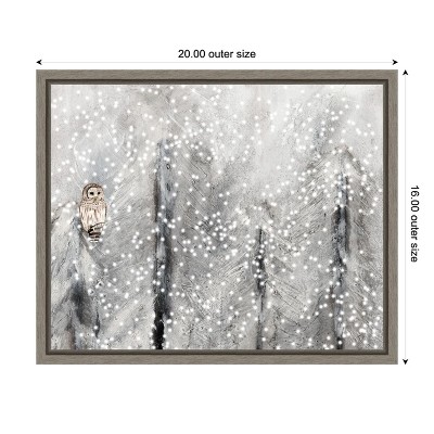 Snowy Owl in Winter Forest Framed Canvas Print