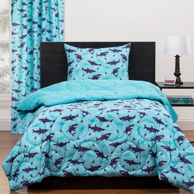 Twin Shark Sleepover Reversible Comforter Set Blue - Highlights