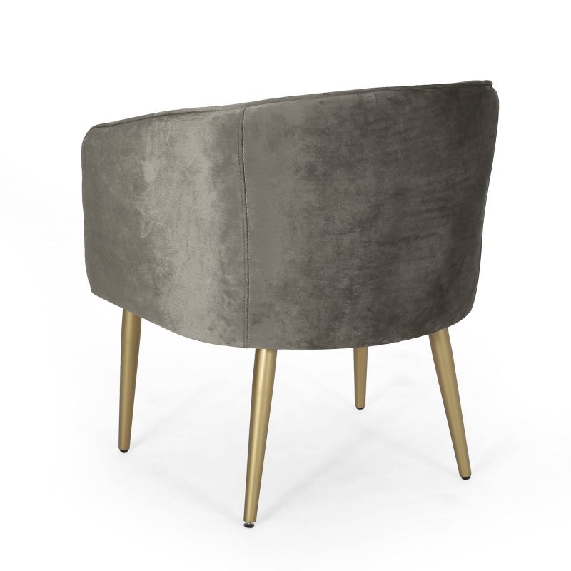 Deshler Modern Glam Tufted Velvet Dining Chair Gray/Gold - Christopher Knight Home, 4 of 12