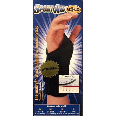 Sport Aid Gold Thermadry Wrist Support With Tension Strap Medium