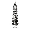vidaXL Slim Artificial Half Christmas Tree - Space-Saving 7 ft Black PVC Christmas Tree with Steel Stand - Modern Style - 3 of 4
