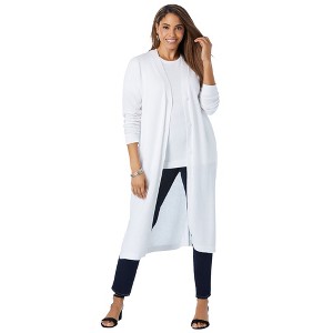 Jessica London Women's Plus Size Fine Gauge Duster Cardigan - 1 of 4