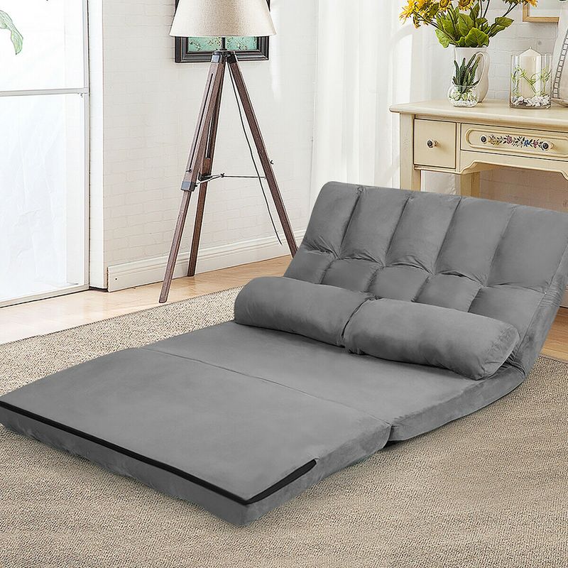 Costway Foldable Floor Sofa Bed 6-Position Adjustable Lounge Couch with 2 Pillows Blue\Beige\Grey\Black, 4 of 11