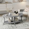 Tangkula 2-Tier Oval Coffee Table w/ Storage Shelf Rubber Wood Accent Tea Table - 4 of 4