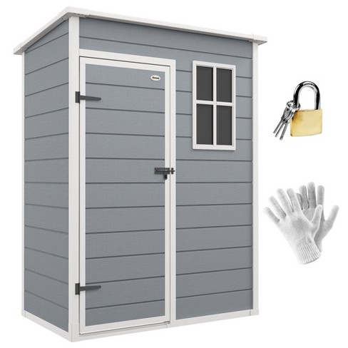 Outsunny Resin Outdoor Storage Shed, 59.5" x 36.25" Garden Shed with Lock, Vent & Window for Backyard, Patio, Garage, Lawn, Gray - image 1 of 4