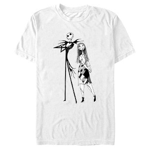 Men's The Nightmare Before Christmas Jack and Sally Black and White Portrait T-Shirt - 1 of 4