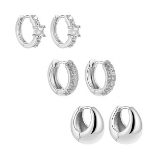 Dainty Huggie Hoop Earrings -3 Pairs - 1 of 4