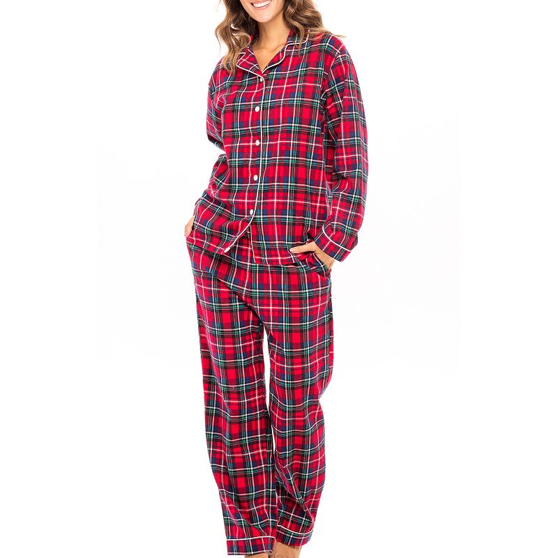 Women's Warm Cotton Flannel Pajamas Set, Soft Long Sleeve Shirt and Pajama Pants with Pockets, 1 of 6