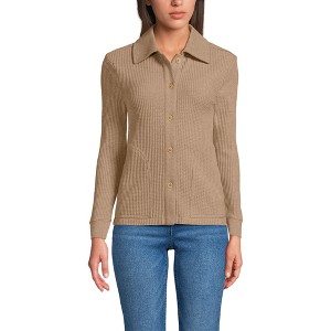 Lands' End Women's Waffle Relaxed Long Sleeve Shirt Jacket - 1 of 3