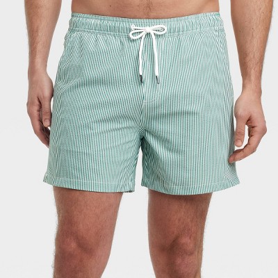 Men's 5'' Seersucker Swim Shorts - Goodfellow & Co™ Olive Green M