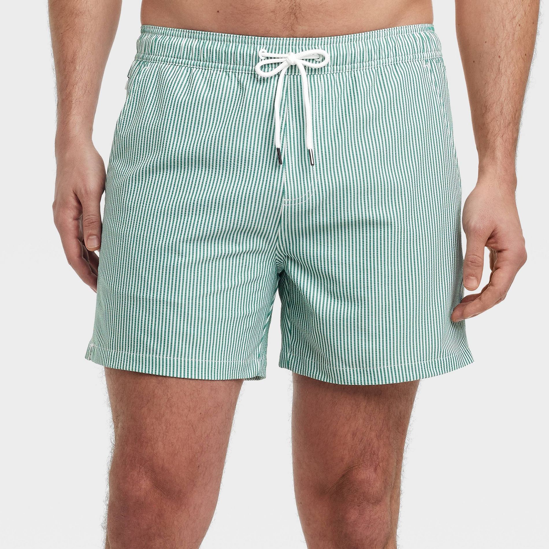 Men's 5'' Seersucker Swim Trunks - Goodfellow & Co™ Olive Green