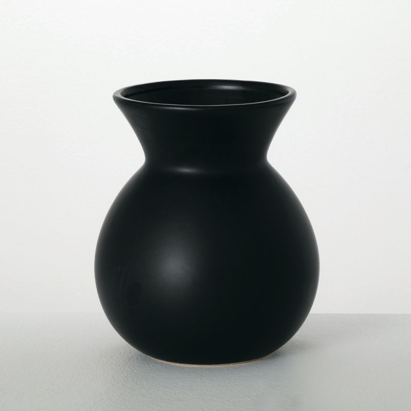 Sullivans Matte Black Hourglass Vase; 8.25" Tall, 1 of 8