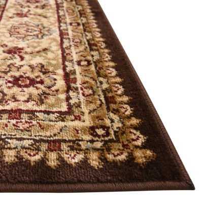 Classic Elegance 4' x 6' Brown Floral Synthetic Area Rug