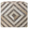 HomeRoots 18" Gray and Beige Hair on Hide Cube Geometric Pouf Ottoman - 3 of 4