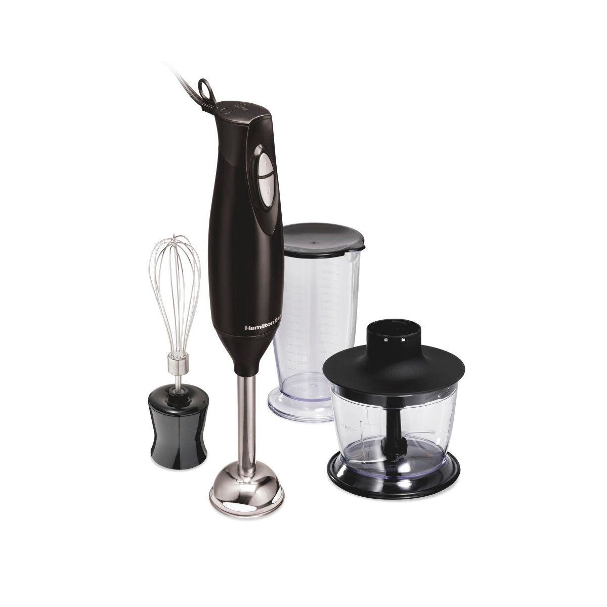 Hamilton Beach 3-in-1 Hand Blender with Wisk 59768: Immersion Handheld Mixer, 2 Speeds, Dishwasher-Safe, 225W, Black