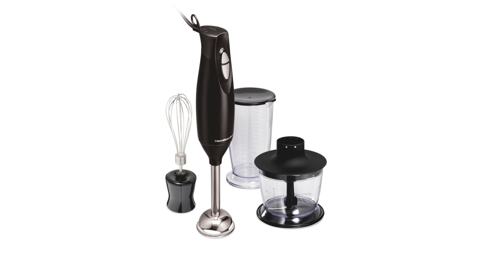 Hamilton Beach 3-in-1 Hand Blender with Wisk 59768: Immersion Handheld Mixer, 2 Speeds, Dishwasher-Safe, 225W, Black