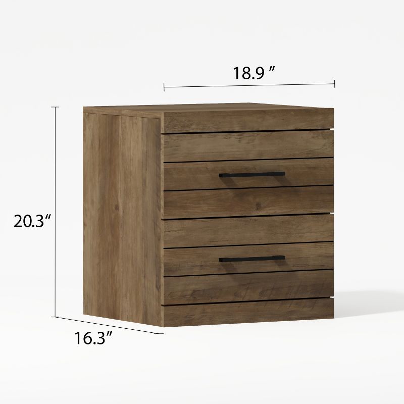 Galano Hamsper 2-Drawer Bedside Table Cabinet Nightstand w/Drawers Storage (20.3 in. × 16.3 in. × 18.9 in.) in Dusty Gray Oak, Knotty Oak, 5 of 8