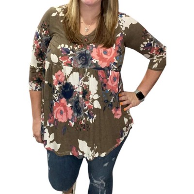 Women's Winter Floral Babydoll Top - honeyme