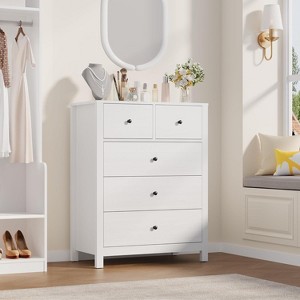 5 Drawer Dresser for Bedroom, Modern Tall Dresser Organizer with Storage Drawers, Wooden Chests of Drawers for Bedroom, Entryway, Hallway - 1 of 4