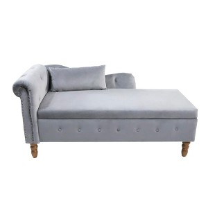 Modern Storage Sofa Recliner with Nailhead Trim, Button Tufted Upholstered Velvet Lounge Chair - 1 of 4