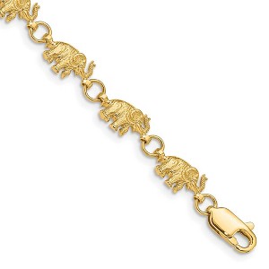 Black Bow Jewelry 14k Yellow Gold Elephant Trunks Raised Bracelet - 8 Inch - 1 of 4
