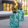 TIKI Table Top Diamond Glass Oil Lamp - Blue: Refillable, Fiberglass Wick, Outdoor Use, No Assembly Required - 4 of 4