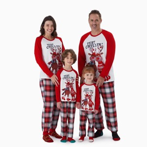 PATPAT Matching Family Christmas Pajamas Red Reindeer Print Long Sleeve Holiday for Family Couples - 1 of 4