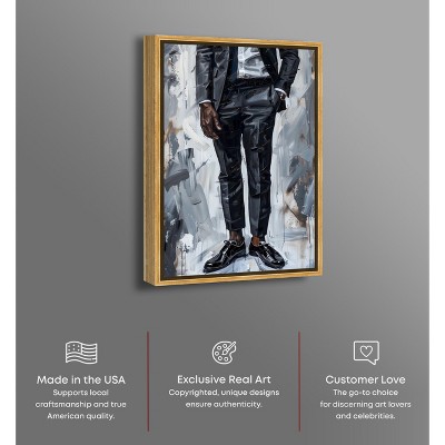 Man of Style Black and White Canvas Print with Gold Frame