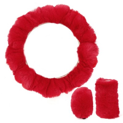 Unique Bargains Car Steering Wheel Cover with Handbrake Cover Gear Shift Cover Set