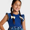 Latino Heritage Month Girls' Ruffle Sleeve A-Line Dress - Dark Blue Floral - 3 of 3