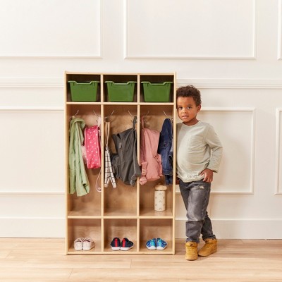 Natural Birch 48" 3-Section Coat Locker with Cubbies