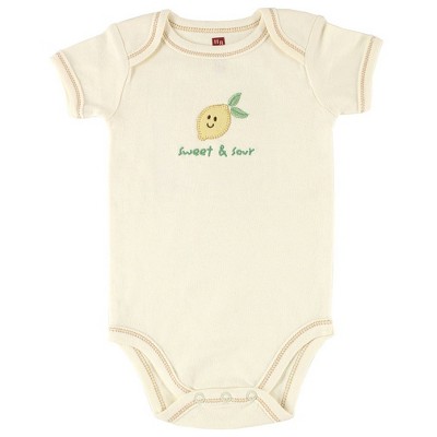 Touched By Nature Baby Unisex Organic Cotton Bodysuits, Lemon, 3-6 ...