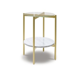 Signature Design by Ashley Contemporary Wynora End Table  White/Gold - 1 of 3