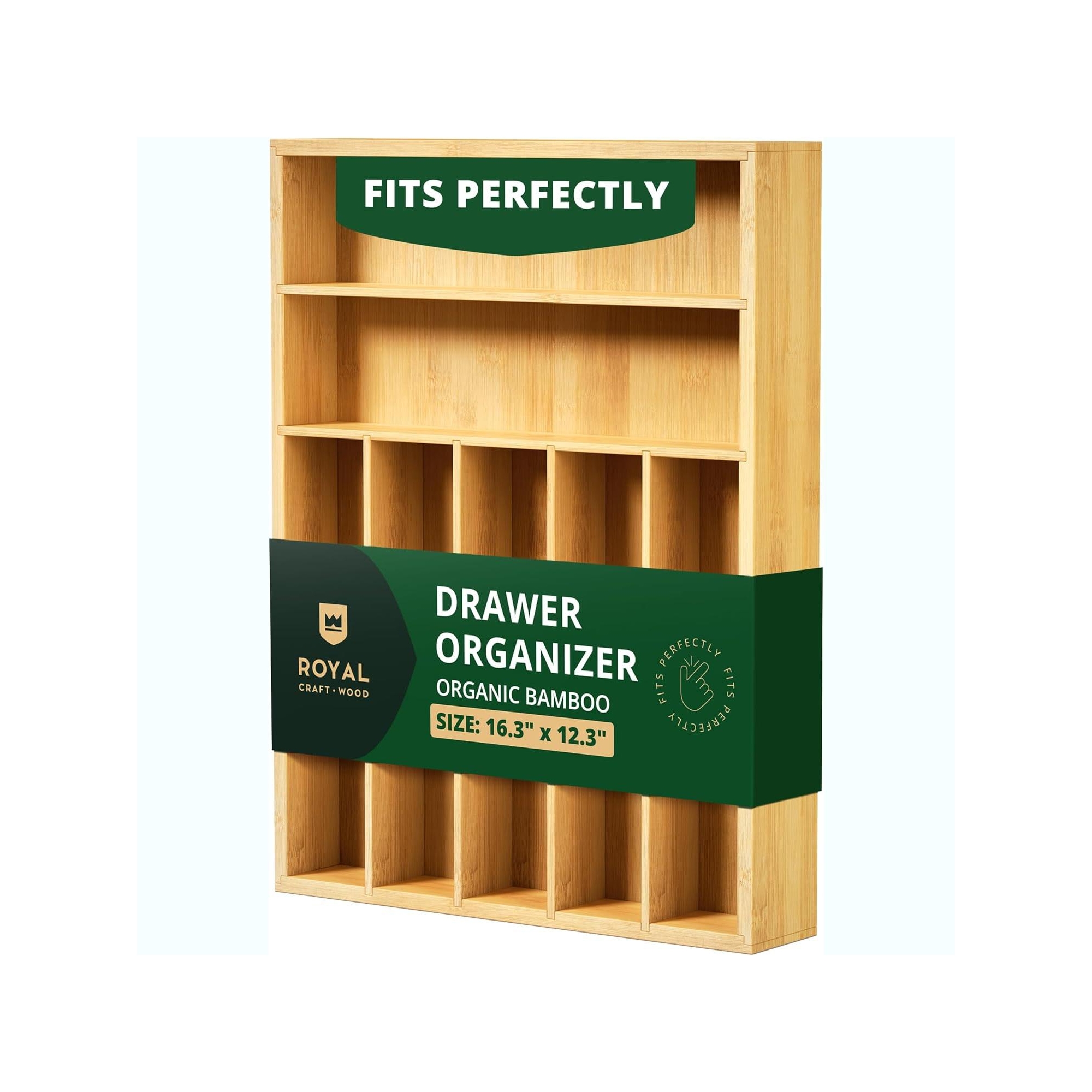 Royal Craft Wood Bamboo Kitchen Drawer Organizer (Beige, 7-slot)