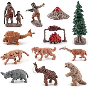 12-Piece Prehistoric Animal Figurines Set, Realistic Smilodon and Mammoth Models for Educational Play - 1 of 4