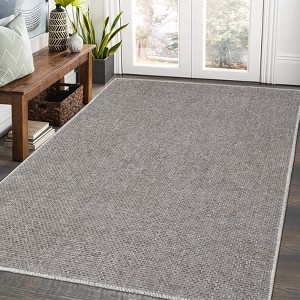 Modern Solid Textured Area Rug Ultra-Thin Low Pile Washable Rug - 1 of 4