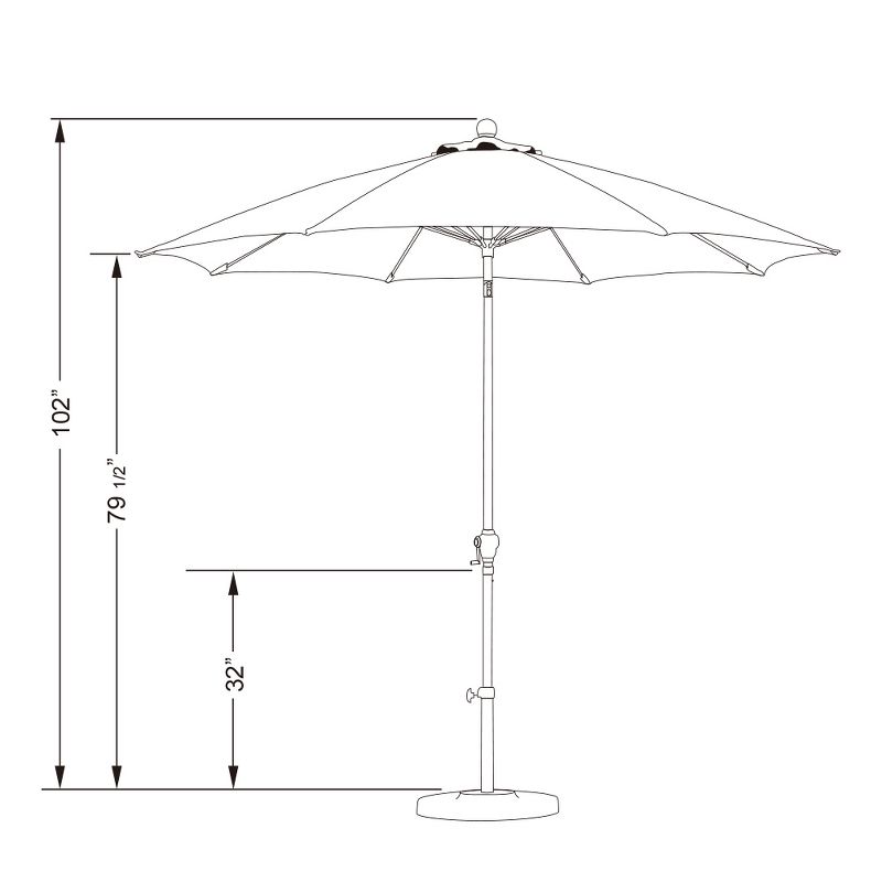 Astella 9&#39; x 9&#39; Aluminum Crank Lift Patio Umbrella Red, 5 of 7