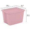 Large Storage Bins, 18 Gallon Plastic Storage Containers with Snap-On Lids, Light Pink, 8-Count - 3 of 4