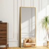 SEVOBAL 56"x18" Full Length Mirror with Stand Shatterproof Floor Mirror with Aluminum Frame for Bedroom Living Room, Gold, 147.5"*52"*3.2" - 2 of 4