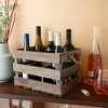 Twine 4281 Farm House Decor, Wood Wine Holder Rustic Farmhouse Wooden 6 Bottle Crate, Dark wood - 4 of 4