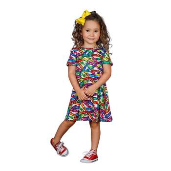 Girls Color Me Rainbow Crayon Print Dress - Mia Belle Girls