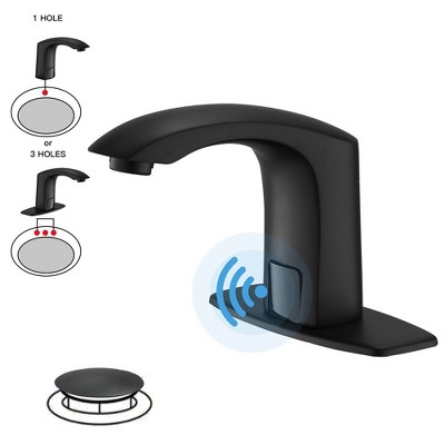 BWE Automatic Sensor Touchless Bathroom Sink Faucet With Deck Plate & Pop Up Drain