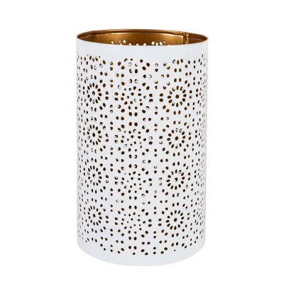 Circle Pattern Candle Holder White Metal - Foreside Home & Garden : Target