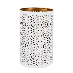 Circle Pattern Candle Holder White Metal - Foreside Home & Garden