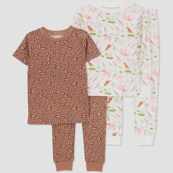 Carter's Just One You® Toddler Girls' Jungle Animals Printed Pajama Set - Off White/Brown