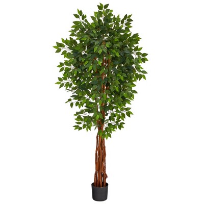 Nearly Natural 6.5-ft Super Deluxe Ficus Artificial Tree with Natural Trunk