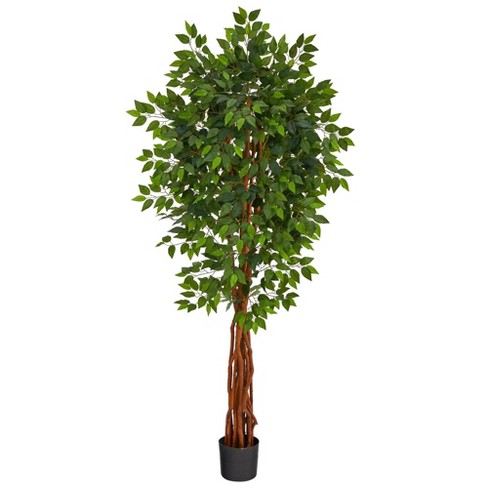 Nearly Natural 6.5-ft Super Deluxe Ficus Artificial Tree With Natural ...