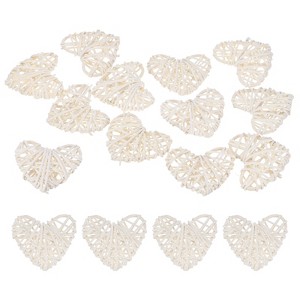 Unique Bargains Heart Shaped Wicker Rattan Decorative DIY Crafts Balls 2.4 Inch 12 Pcs - 1 of 4