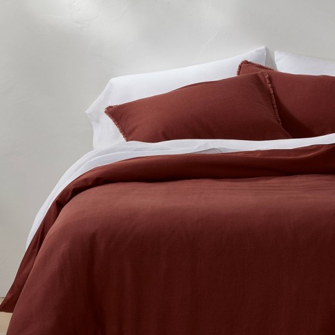 Full/queen Textured Chambray Cotton Comforter & Sham Set Warm Brown -  Casaluna™ : Target