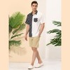 Lars Amadeus Men's Summer Polka Dots Short Sleeves Button Down Patchwork Shirt - 4 of 4